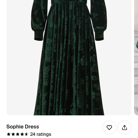 Elegant Green Velvet Dress with Pockets - Picture 5 of 6